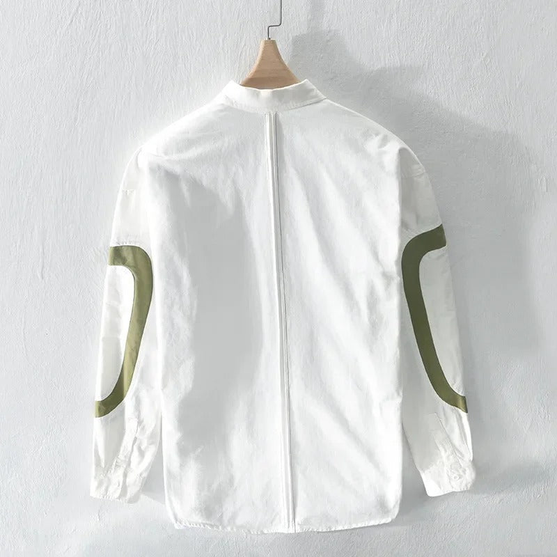 white cut-pest long sleeve mens shirt