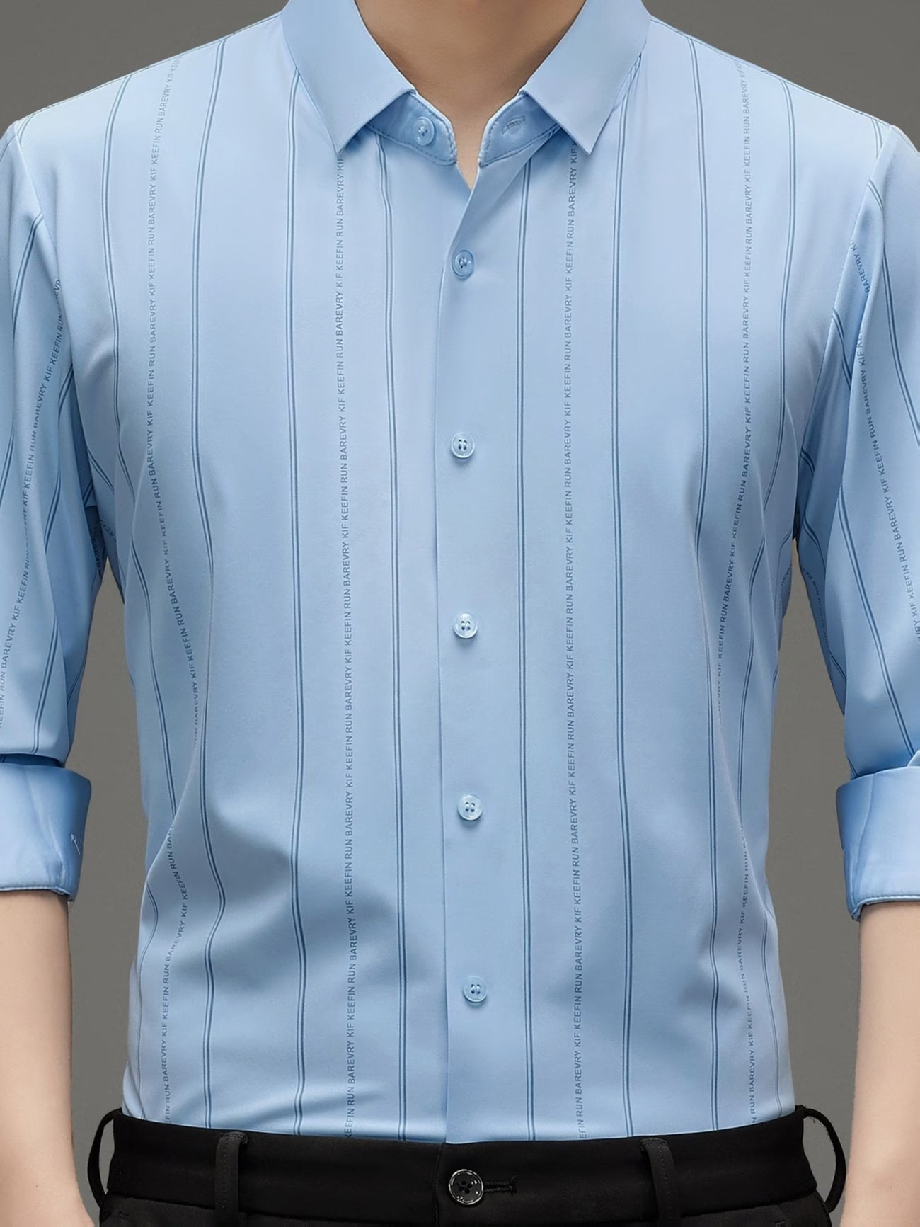 Men’s Premium Light Blue Vertical Stripe Shirt