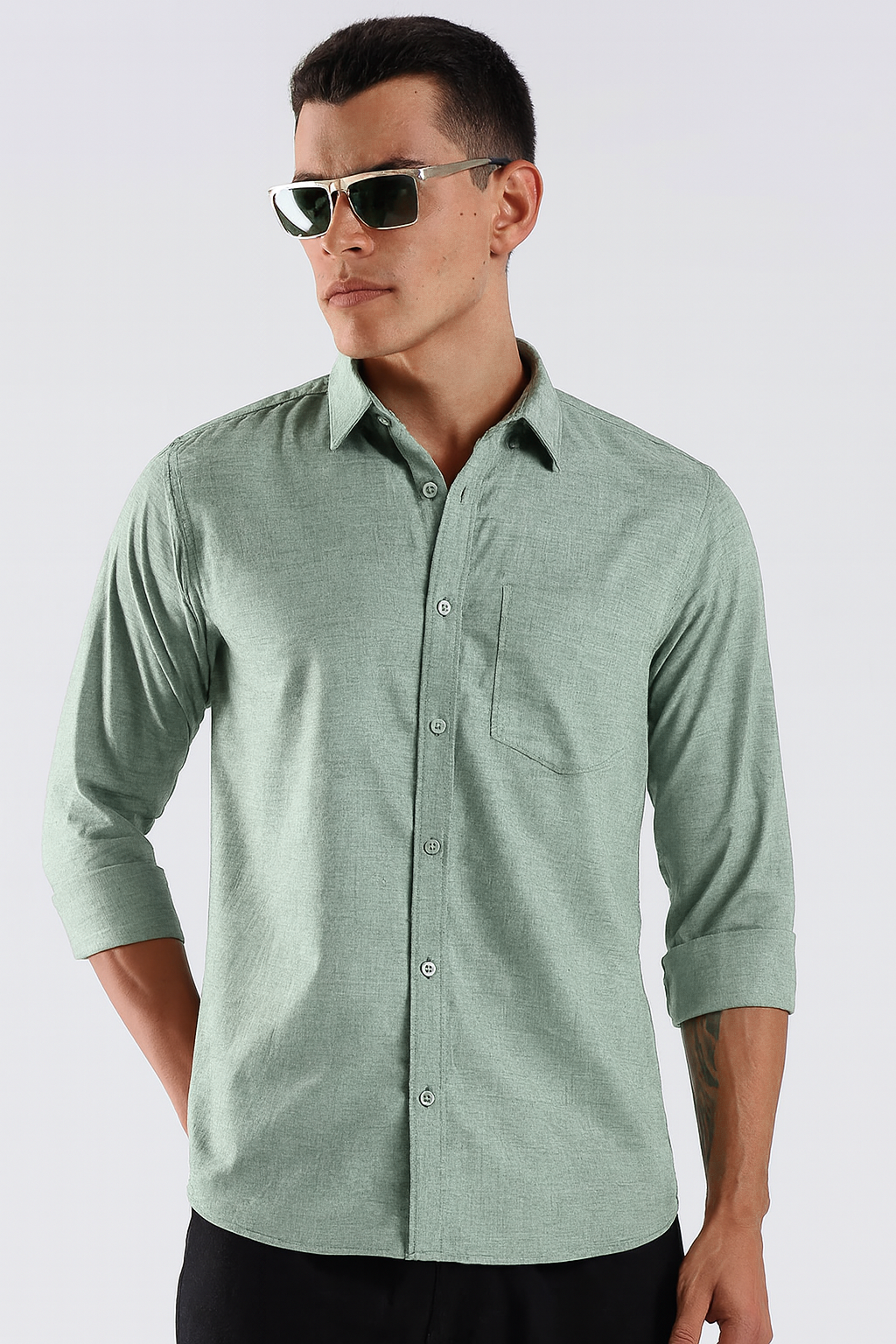 palegreen Color linen Shirt For Men