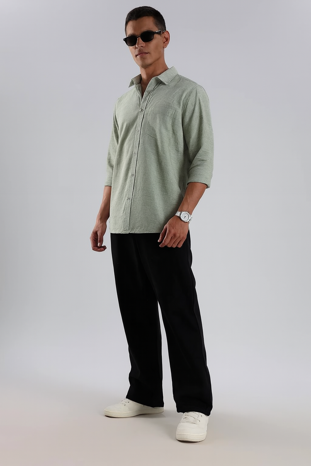 palegreen Color linen Shirt For Men