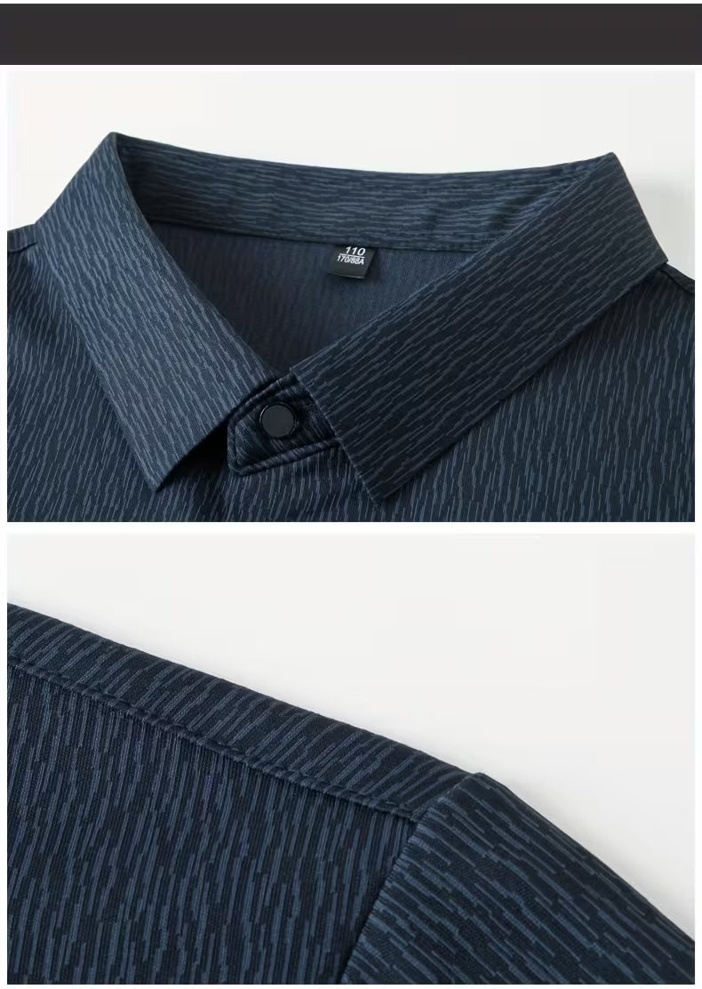 Men’s Navy Blue Textured Slim Fit Shirt