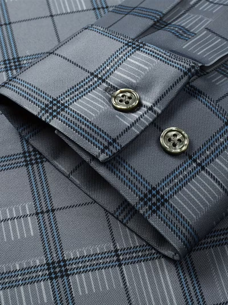 Men’s Grey Checked Slim Fit Shirt