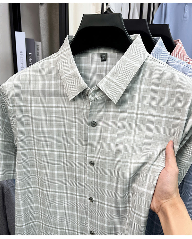 Men’s Classic Mint Green Checked Half Sleeve Shirt