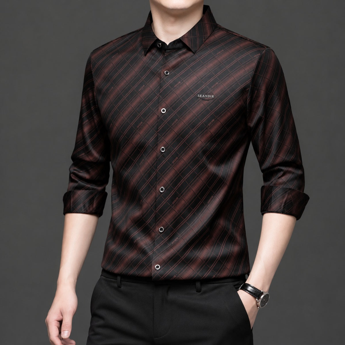 Men’s Black & Brown Checkered Shirt