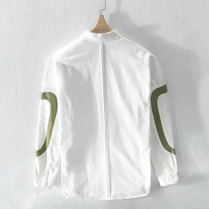 white cut-pest long sleeve mens shirt