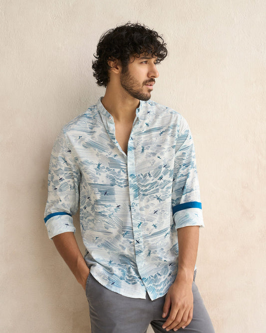 blue colour classic cotton Shirt