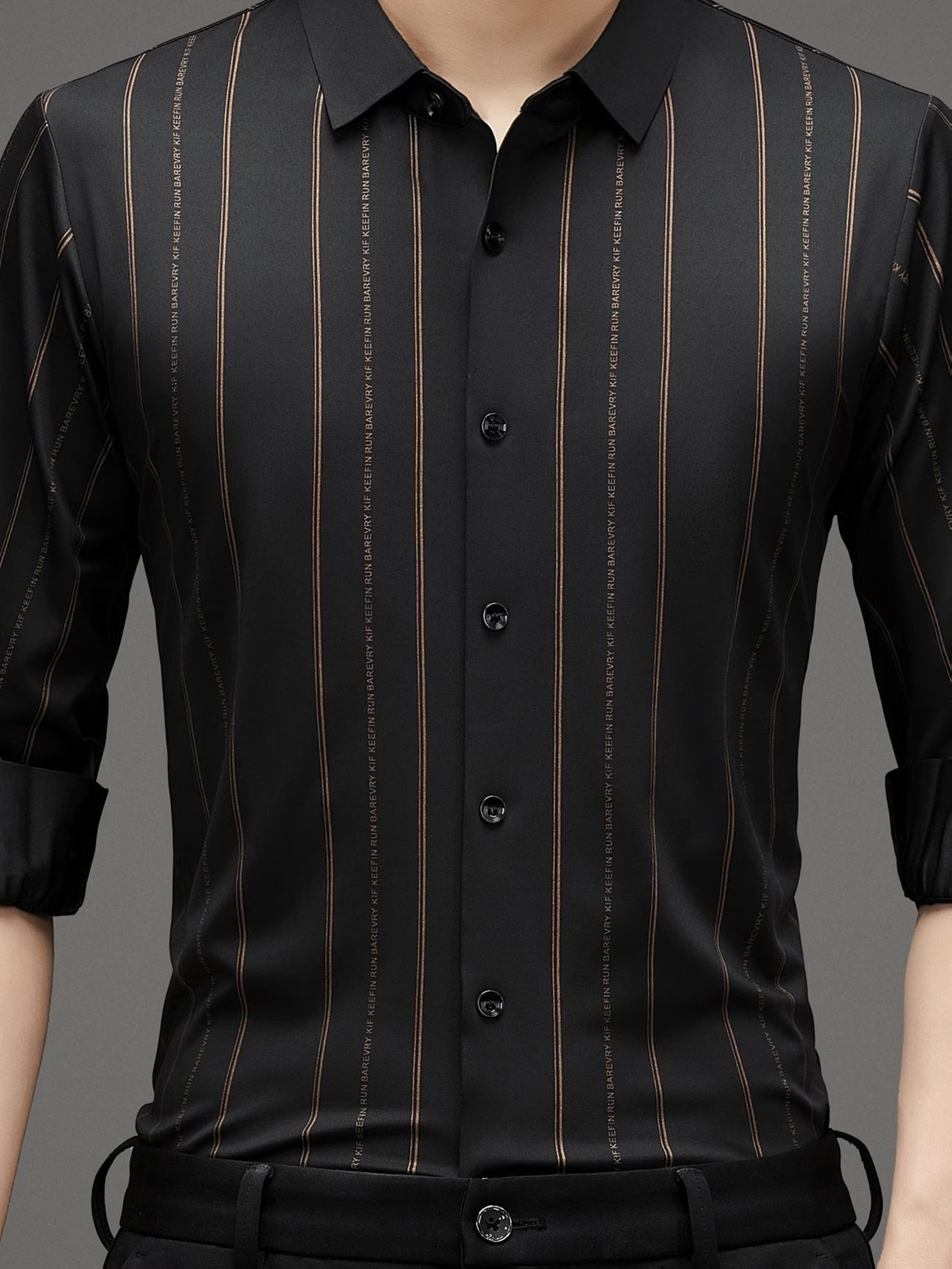 Men’s Premium Black Vertical Stripe Slim Fit Shirt