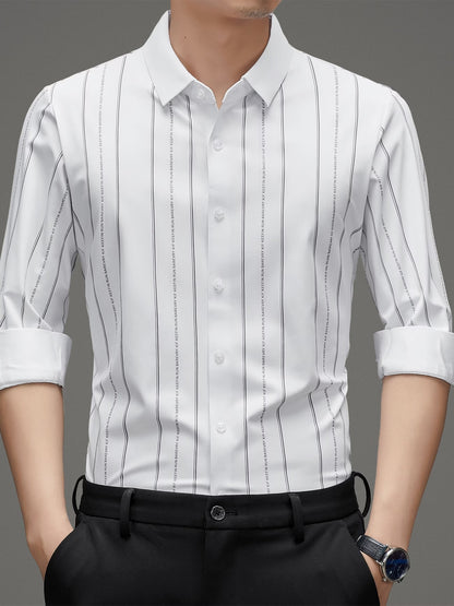 Men’s Premium White Vertical Stripe Shirt