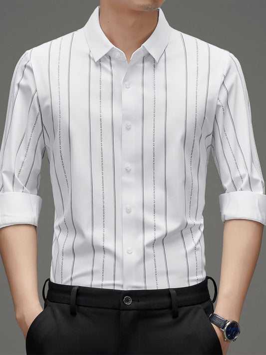 Men’s Premium White Vertical Stripe Shirt