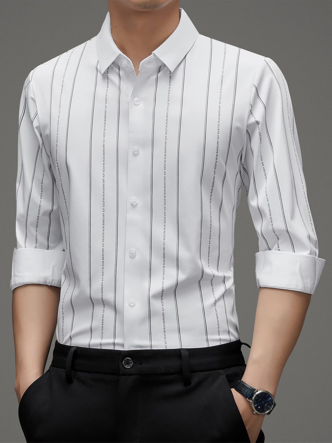 Men’s Premium White Vertical Stripe Shirt