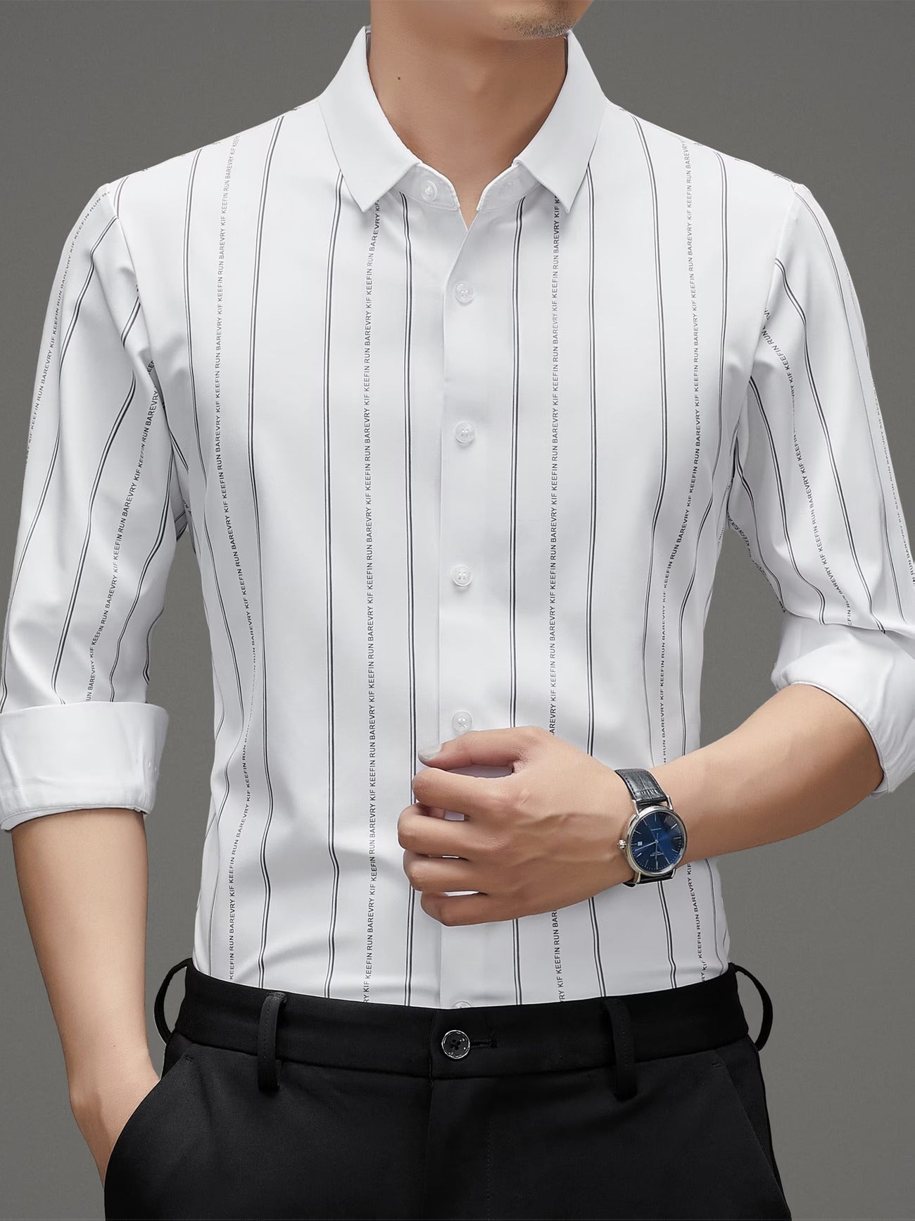 Men’s Premium White Vertical Stripe Shirt