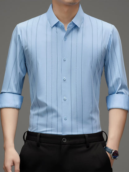 Men’s Premium Light Blue Vertical Stripe Shirt
