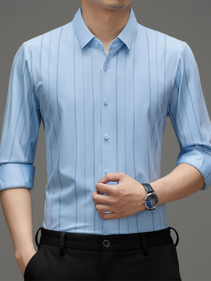 Men’s Premium Light Blue Vertical Stripe Shirt