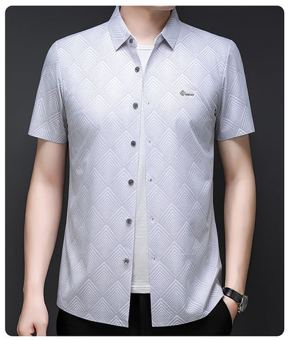 Crystal White Grid Regular Fit Formal Shirt