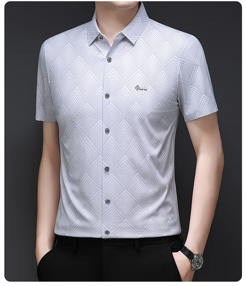 Crystal White Grid Regular Fit Formal Shirt