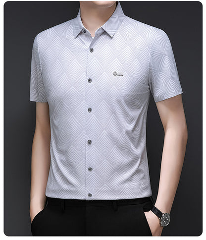 Crystal White Grid Regular Fit Formal Shirt