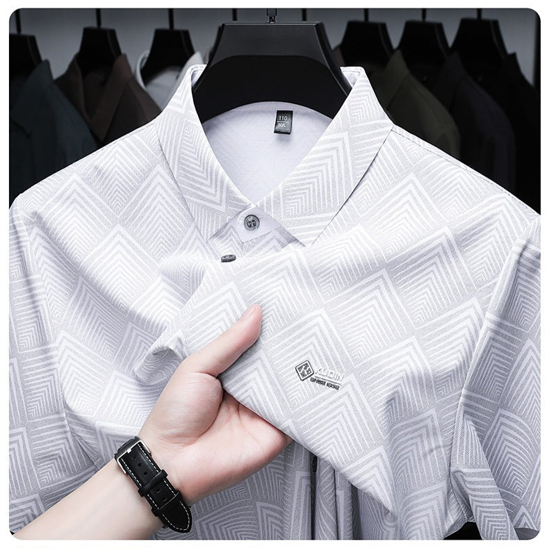 Crystal White Grid Regular Fit Formal Shirt