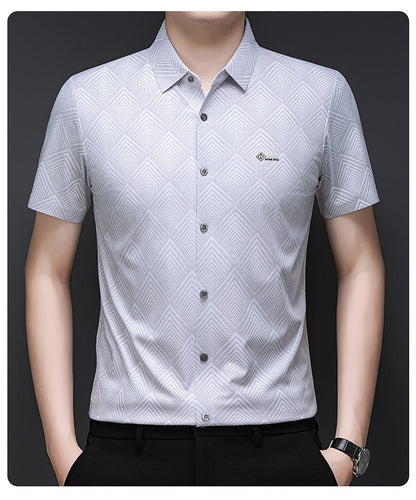 Crystal White Grid Regular Fit Formal Shirt