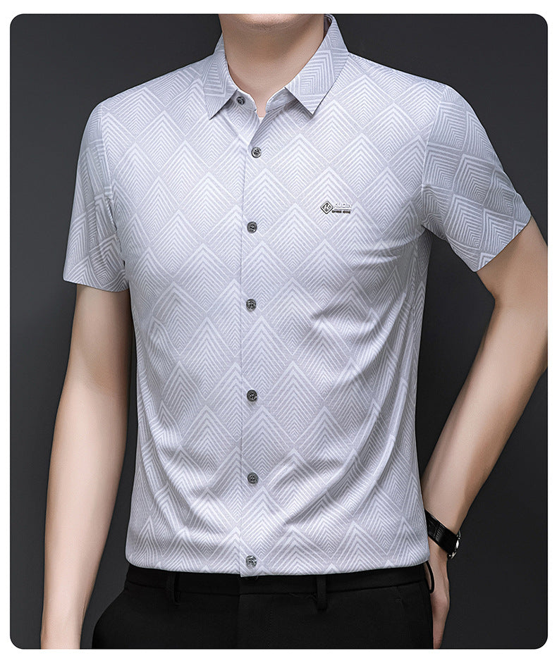 Crystal White Grid Regular Fit Formal Shirt