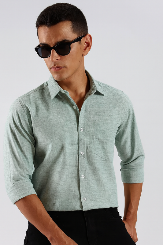 palegreen Color linen Shirt For Men