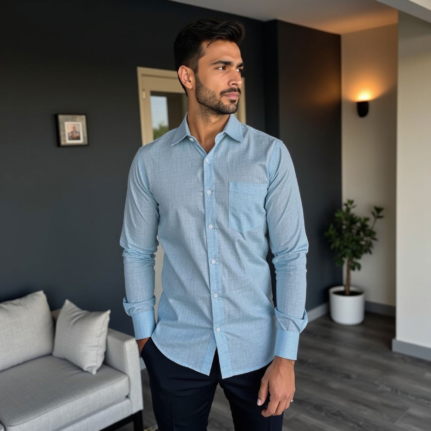 Sky blue Color linen Shirt For Men