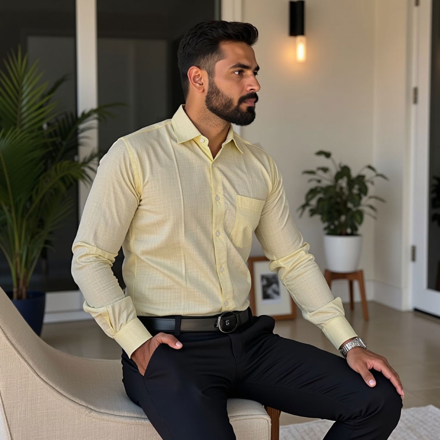 yellow Color linen Shirt For Men