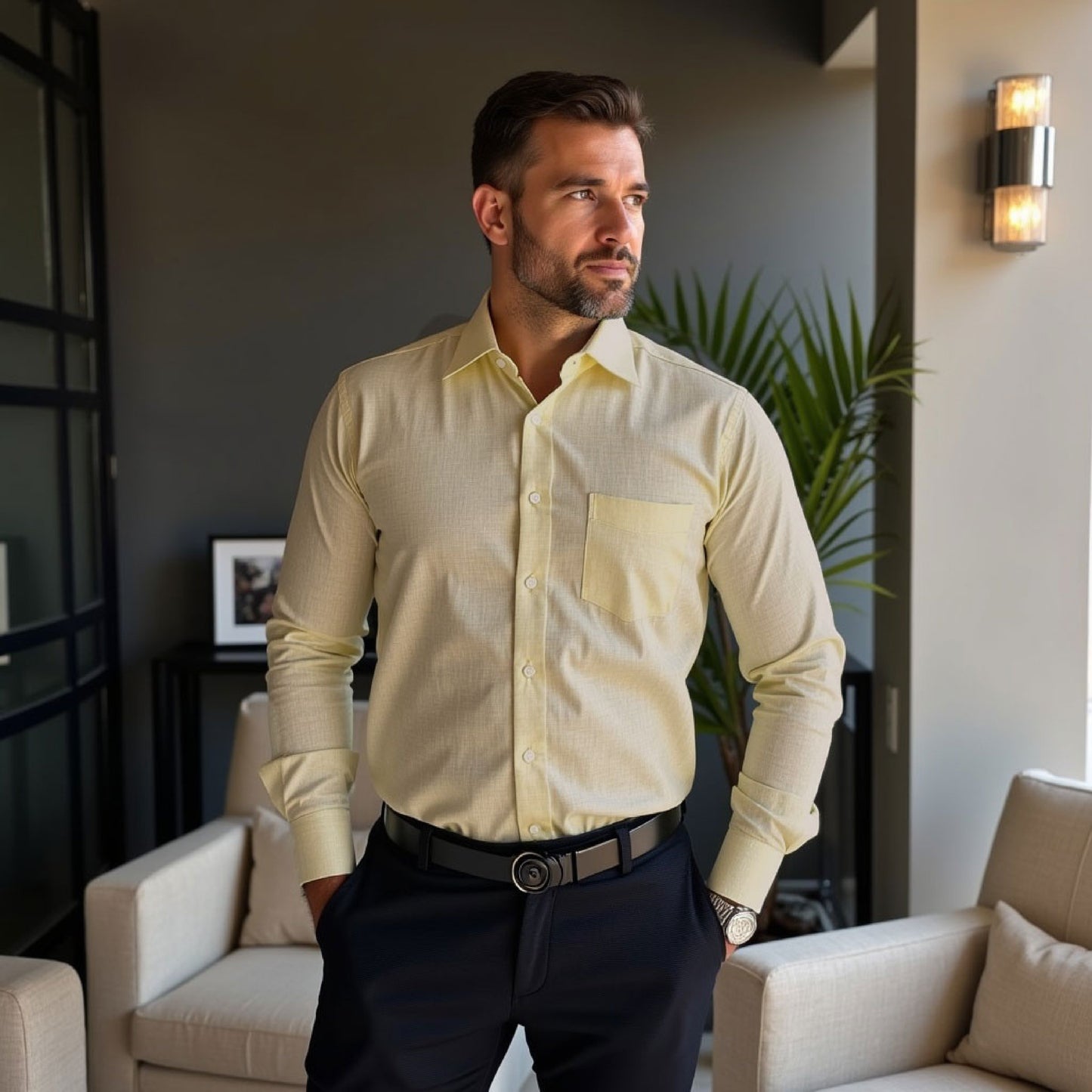yellow Color linen Shirt For Men
