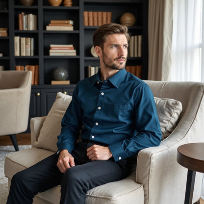 Blue Color Pure Cotton Shirt For Men