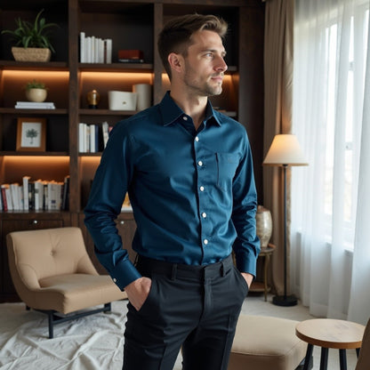 Blue Color Pure Cotton Shirt For Men