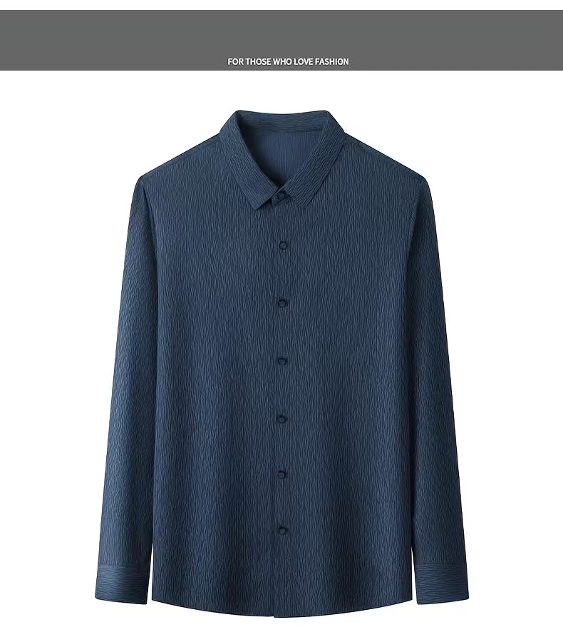 Men’s Navy Blue Textured Slim Fit Shirt