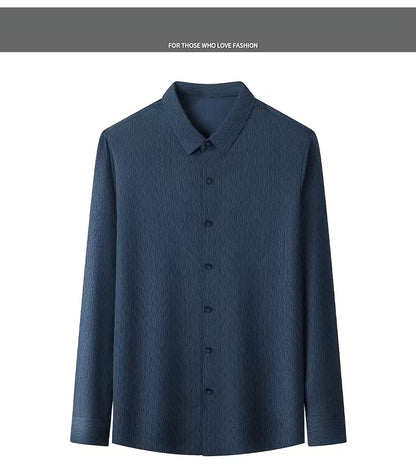 Men’s Navy Blue Textured Slim Fit Shirt