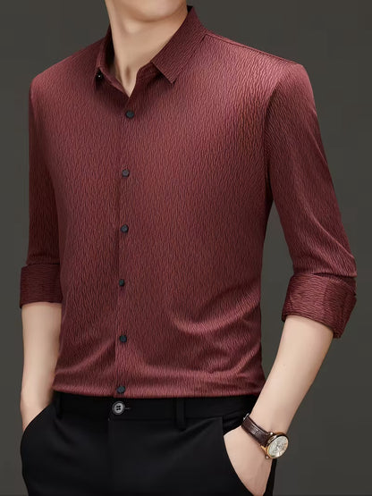 Men’s Maroon Textured Slim Fit Shirt
