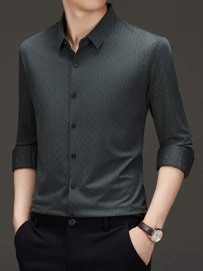 Men’s Charcoal Grey Textured Slim Fit Shirt