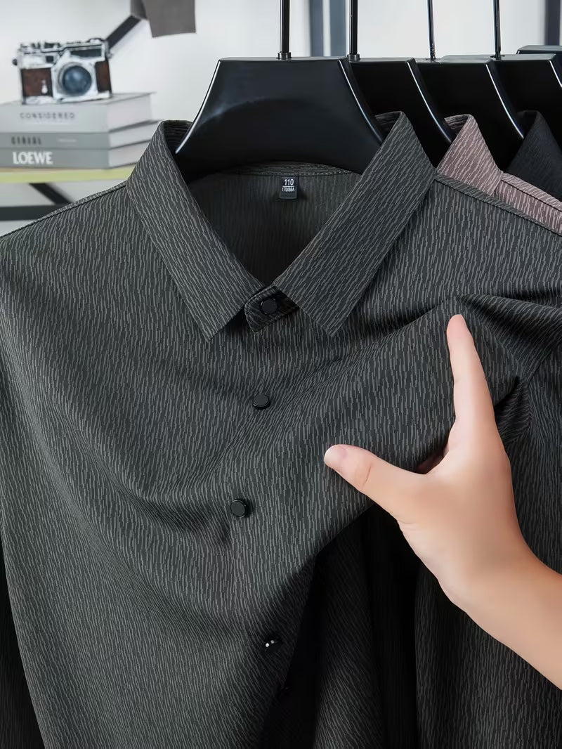 Men’s Charcoal Grey Textured Slim Fit Shirt
