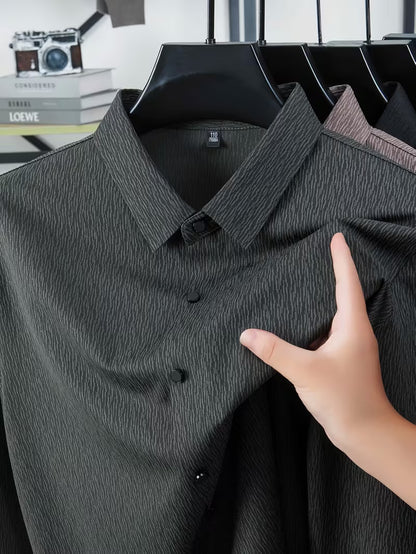 Men’s Charcoal Grey Textured Slim Fit Shirt
