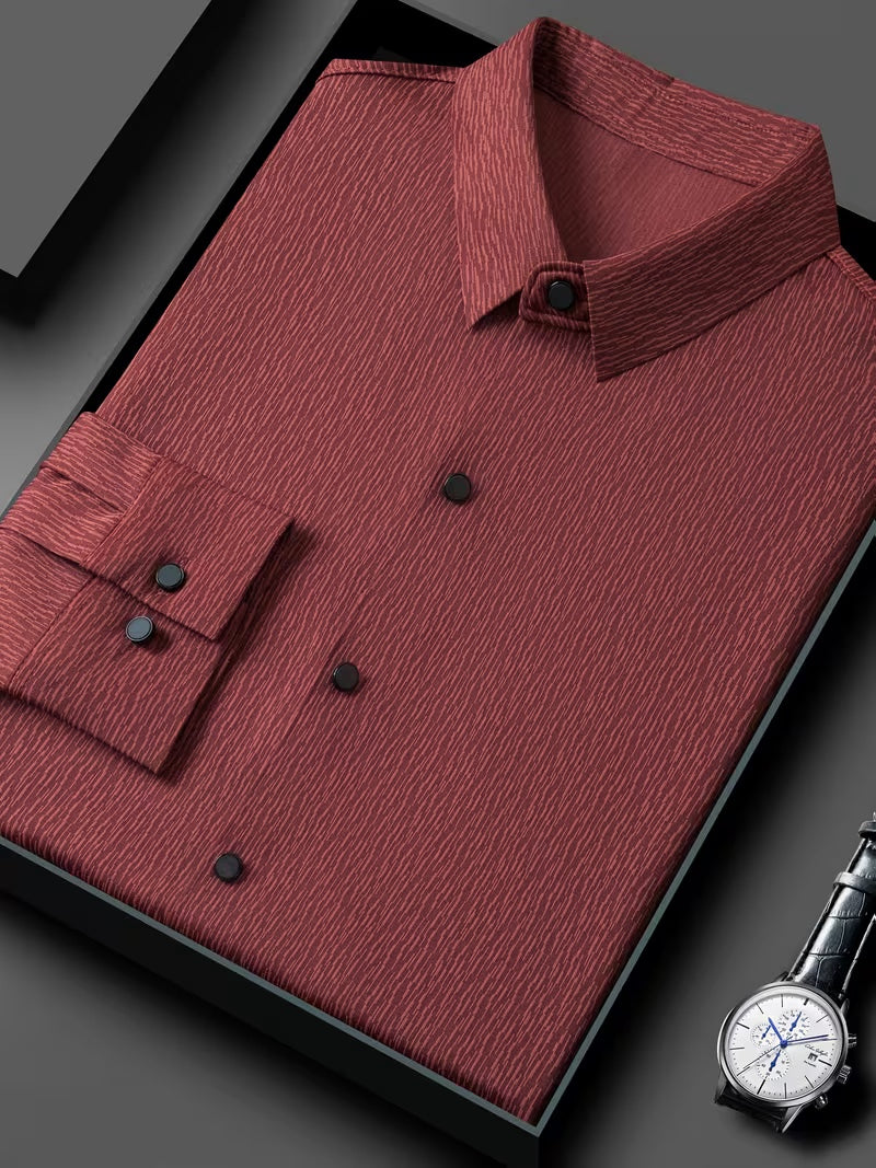 Men’s Maroon Textured Slim Fit Shirt