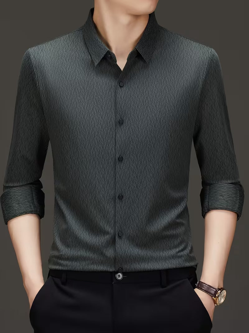 Men’s Charcoal Grey Textured Slim Fit Shirt