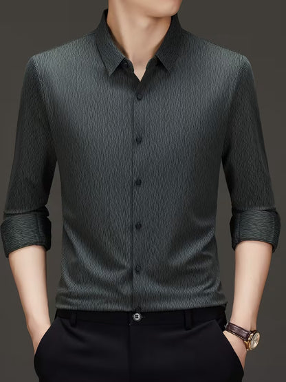 Men’s Charcoal Grey Textured Slim Fit Shirt