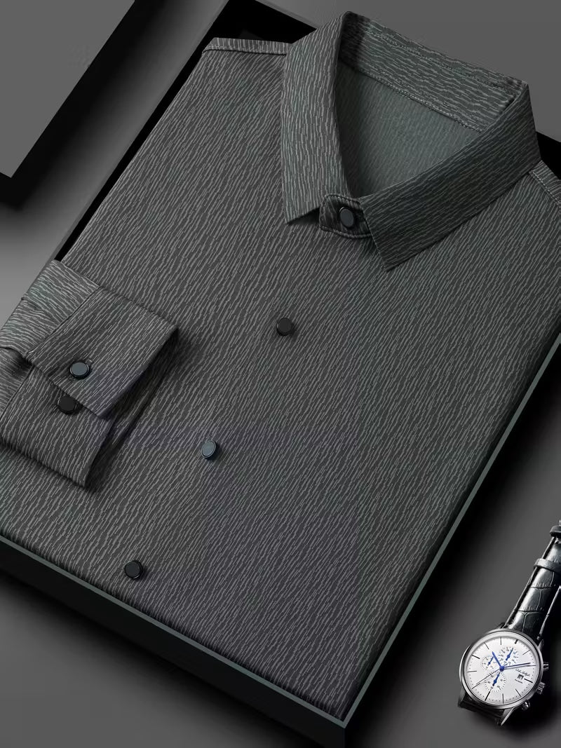 charcoal grey dress shirt Men's Charcoal Grey Textured Formal Shirt – Allen Carl