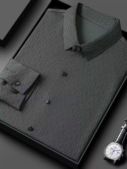 Men’s Charcoal Grey Textured Slim Fit Shirt