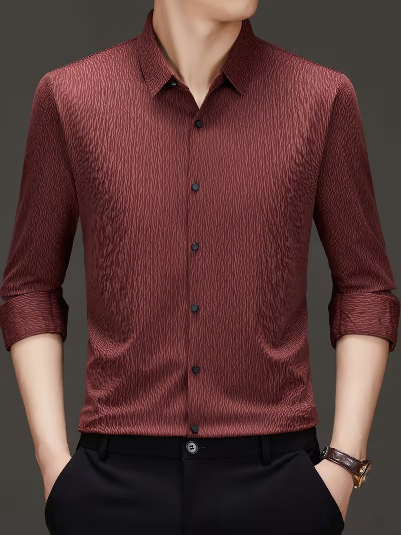Men’s Maroon Textured Slim Fit Shirt