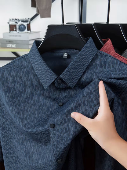 Men’s Navy Blue Textured Slim Fit Shirt