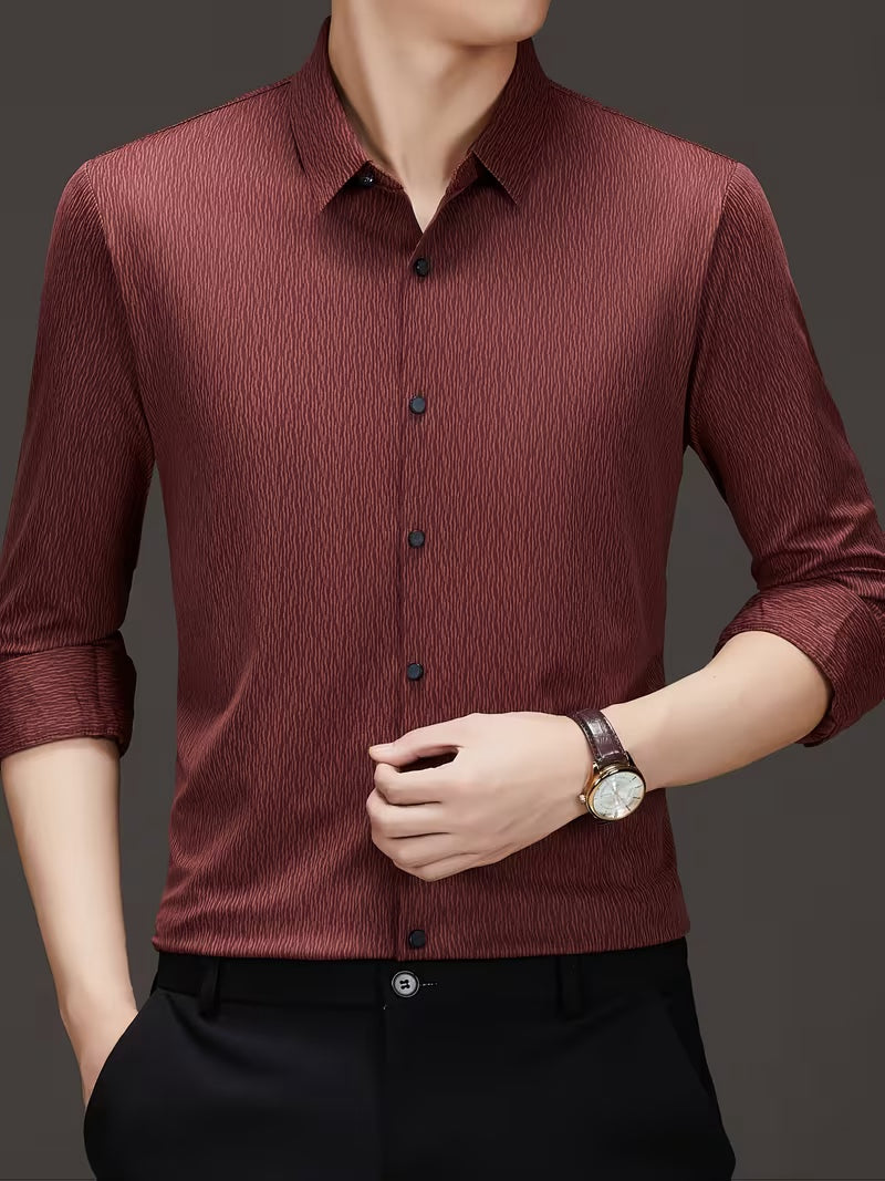 Men’s Maroon Textured Slim Fit Shirt