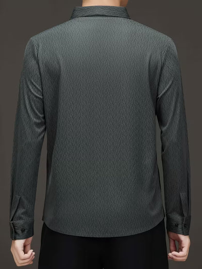 Men’s Charcoal Grey Textured Slim Fit Shirt