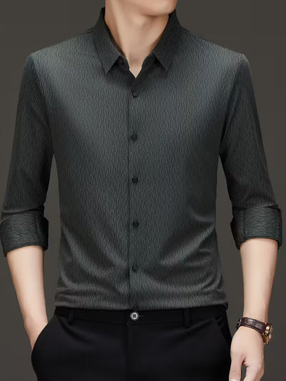 Men’s Charcoal Grey Textured Slim Fit Shirt