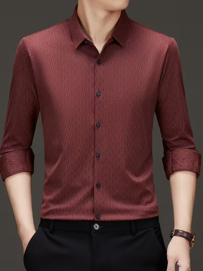 Men’s Maroon Textured Slim Fit Shirt
