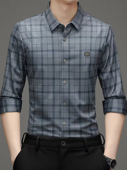 Men’s Grey Checked Slim Fit Shirt