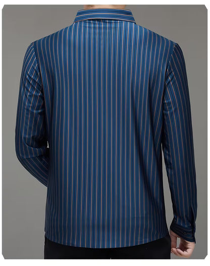 Men’s Navy Blue Vertical Striped Formal Shirt
