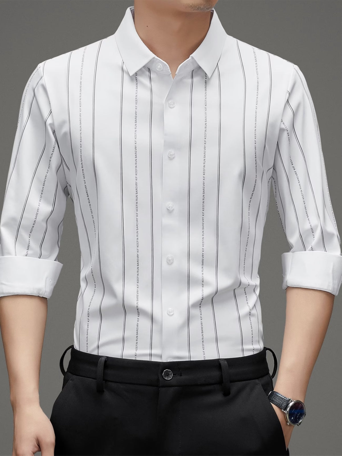 Men’s Premium White Vertical Stripe Shirt