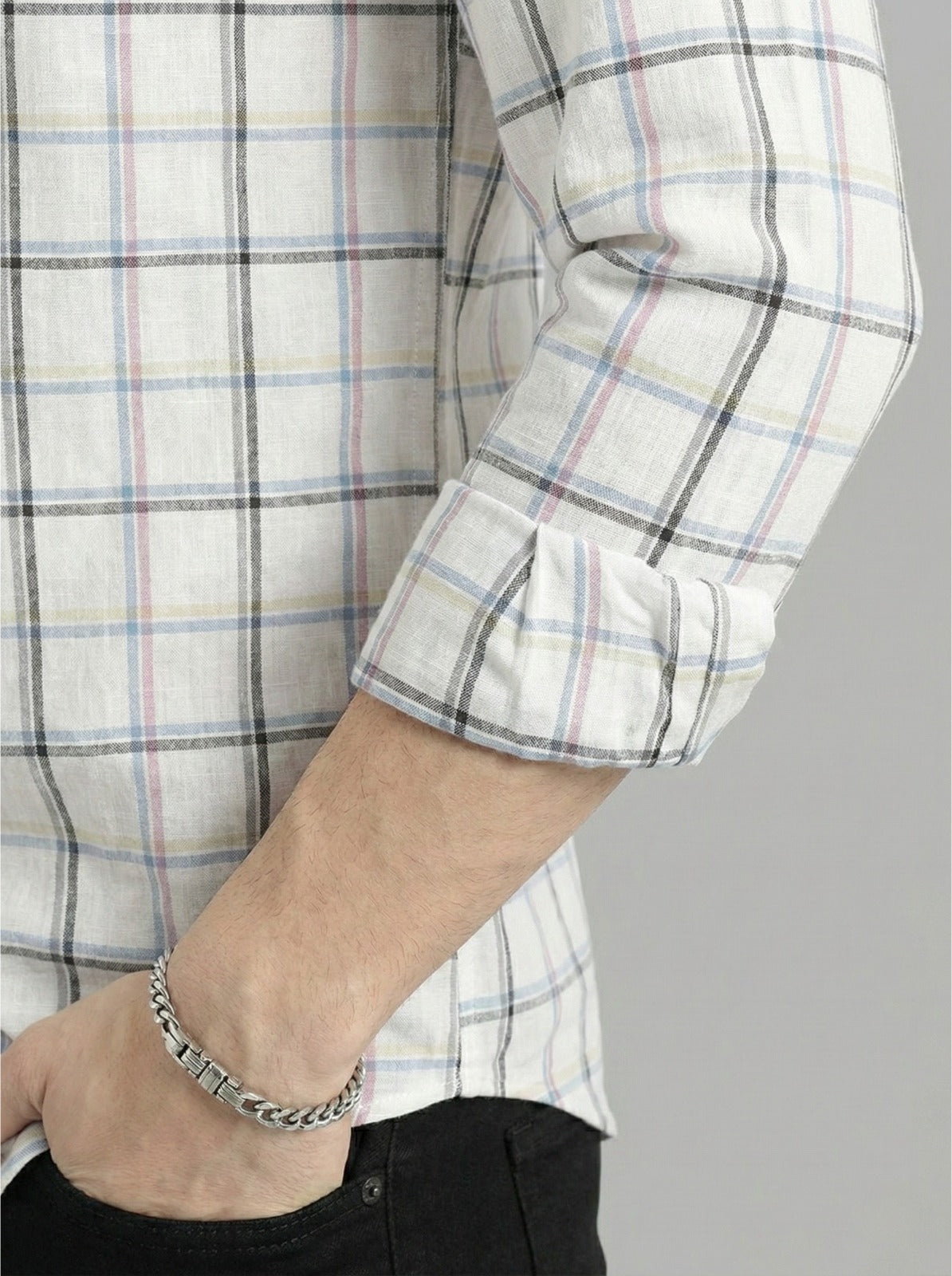 Men’s Premium White Multi-Check Casual Shirt
